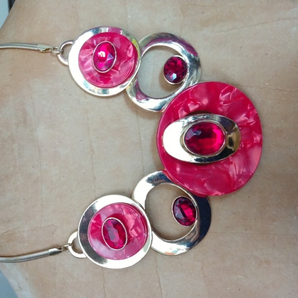 Red and gold statement necklace